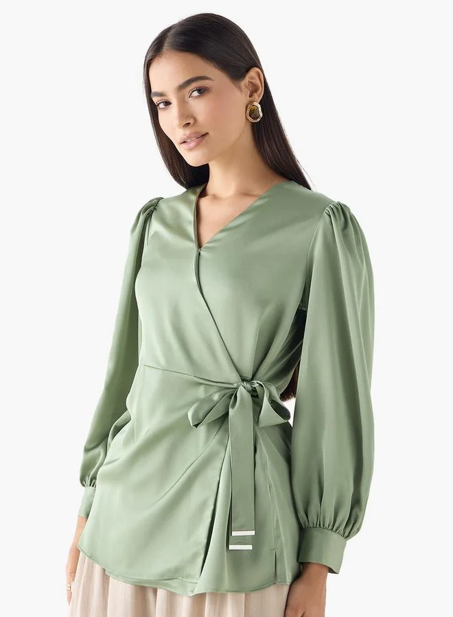 Iconic Iconic Wrap Top with Tie-Up Belt