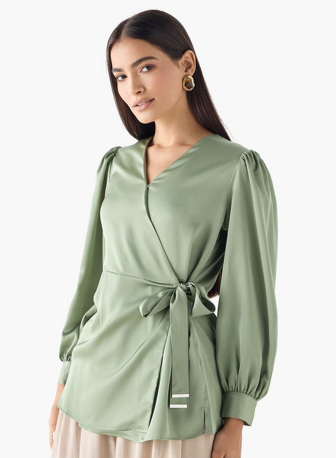 ايكونيك توب ملفوف سادة أيقوني بحزام ربط - Image 1