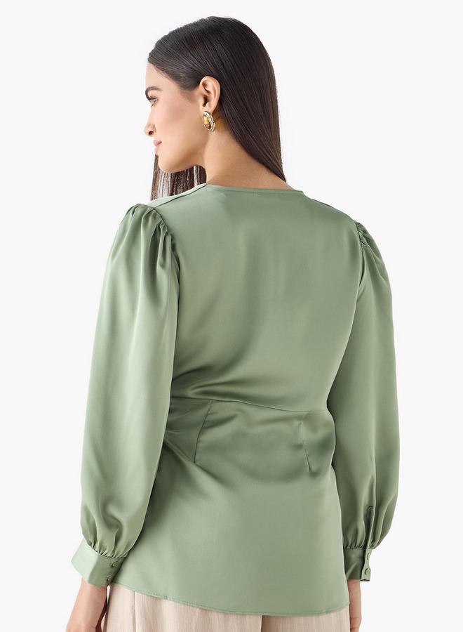 ايكونيك توب ملفوف سادة أيقوني بحزام ربط - Image 3