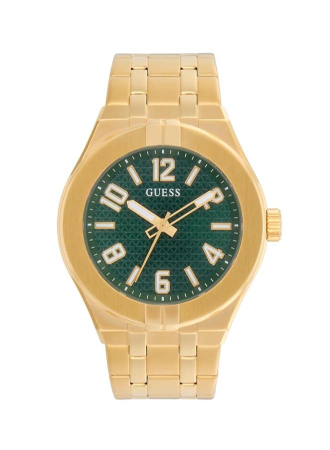 جس ساعة رجالية من جيس بقرص دائري أخضر تناظري وسوار ذهبي من الستانلس ستيل - Image 1
