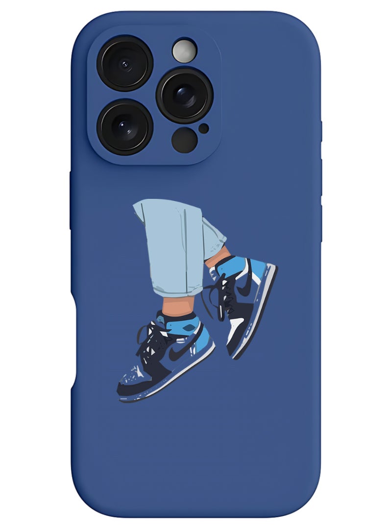 Theodor iPhone 16 Pro Blue Protective Slim Fit Case Liquid Silicone Cover with Full Body Protection Anti-Scratch Shockproof Case For iPhone - Sneakers - Image 1