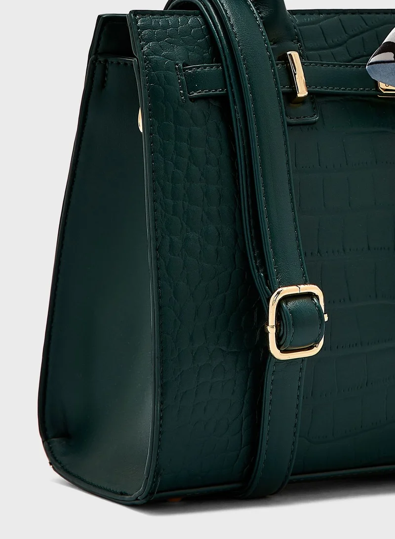 Khizana Croc Handbag With Belt Clasp
