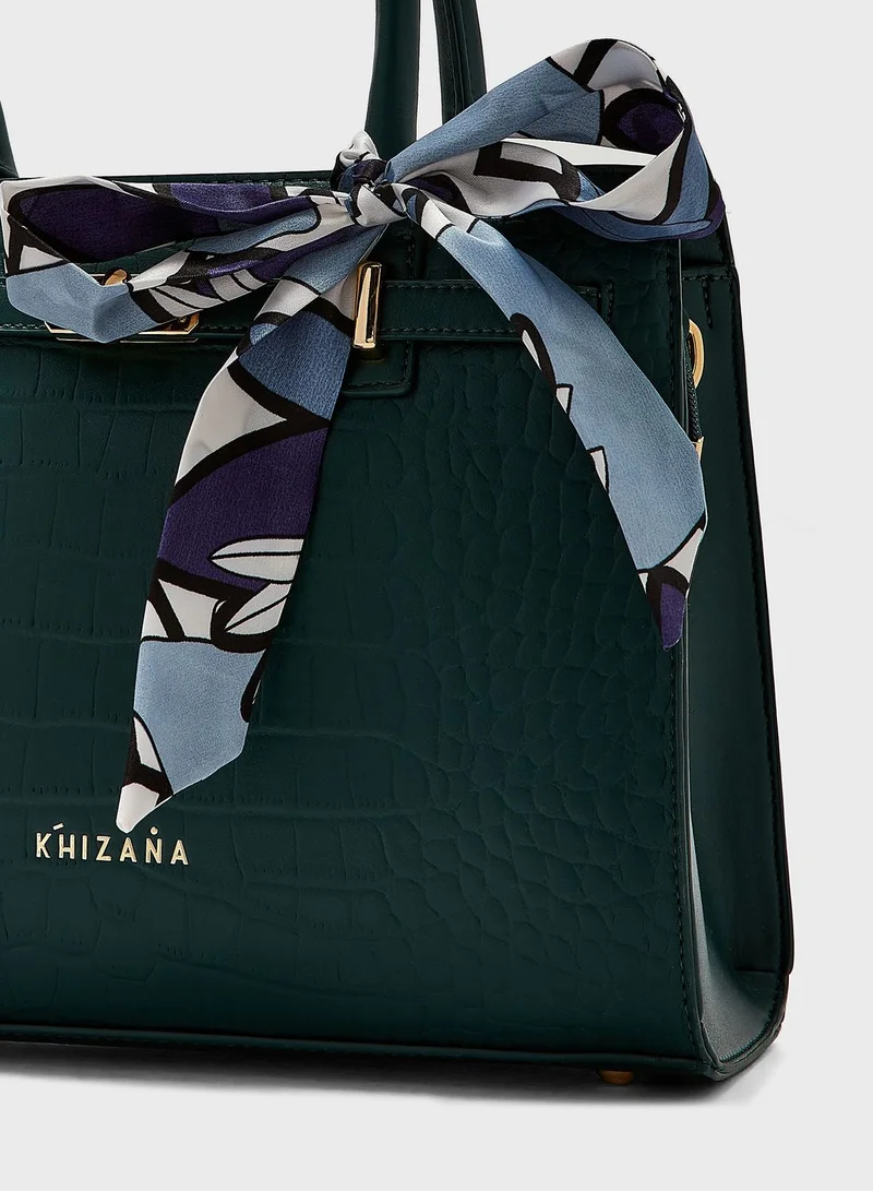 Khizana Croc Handbag With Belt Clasp