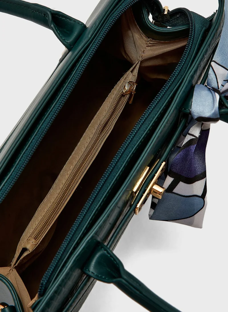 Khizana Croc Handbag With Belt Clasp