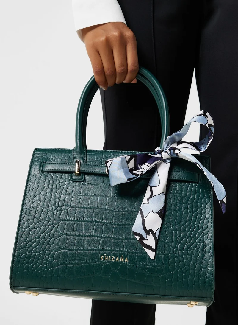 Khizana Croc Handbag With Belt Clasp