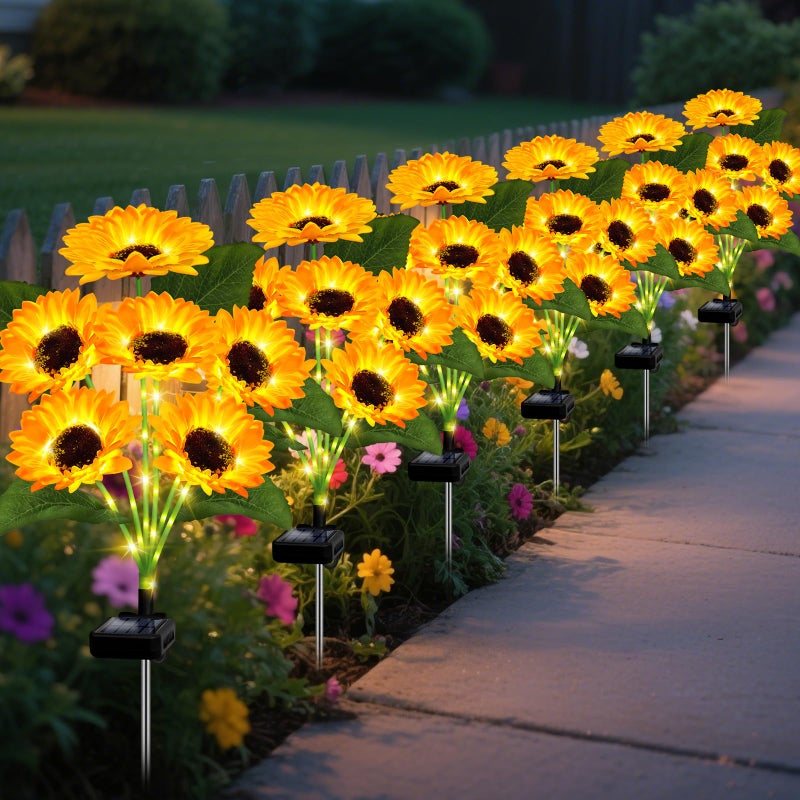 EDOF 6 Pack with 36 Sunflower Lights,Solar Lights Outdoor Garden Decor,Solar Flowers Lights Waterproof,Sunflowers Birthday Gifts for Mom Women Grandma,Decorative Stakes Lights for Landscape Yard Patio Lawn - Image 1