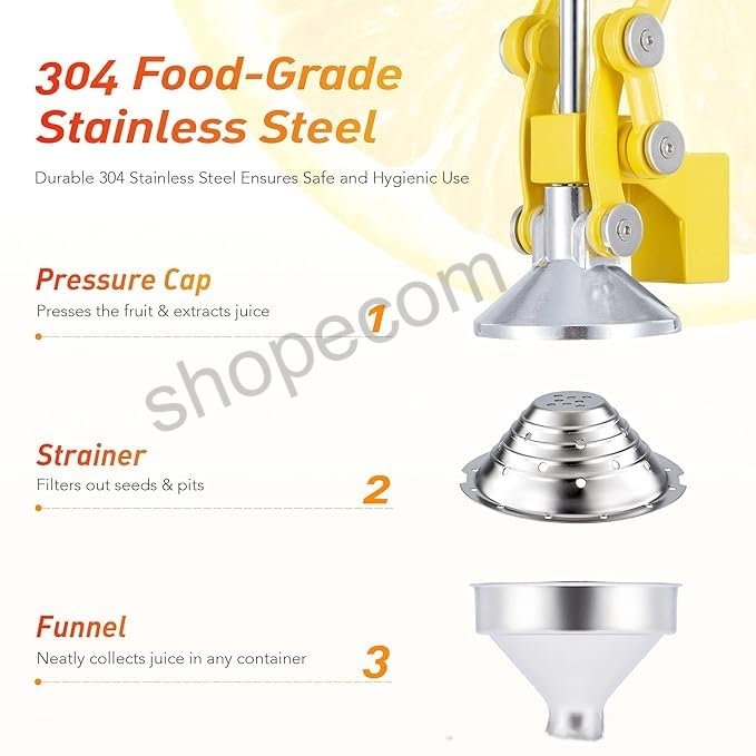 SHOPECOM Hand Press Juicer Machine Manual Orange Juicer and Professional Citrus Juicer for Orange Juice Pom Lime Lemon Juice Commercial Lemon Squeezer and Orange Crusher Easy to Clean - Image 4
