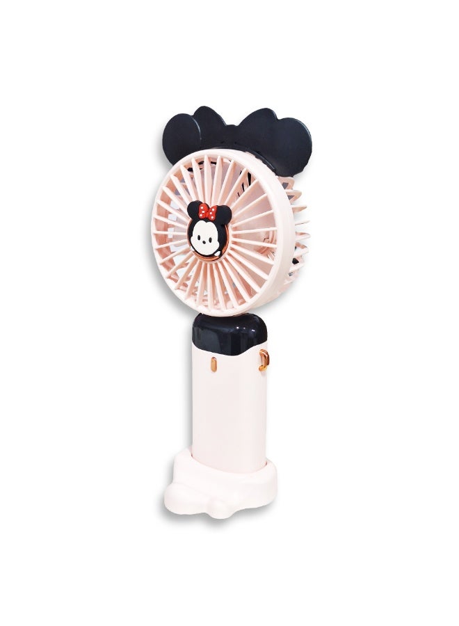 Cute cartoon portable fan, 5 different cooling speeds with LED display showing the speed level, openable head, equipped with a scented disc for refreshing breeze, USB rechargeable for easy use, lightweight and portable design with a lanyard to hang it around the neck, base to fix it on the table, safe material and suitable for children and adults, perfect gift for summer - Image 4