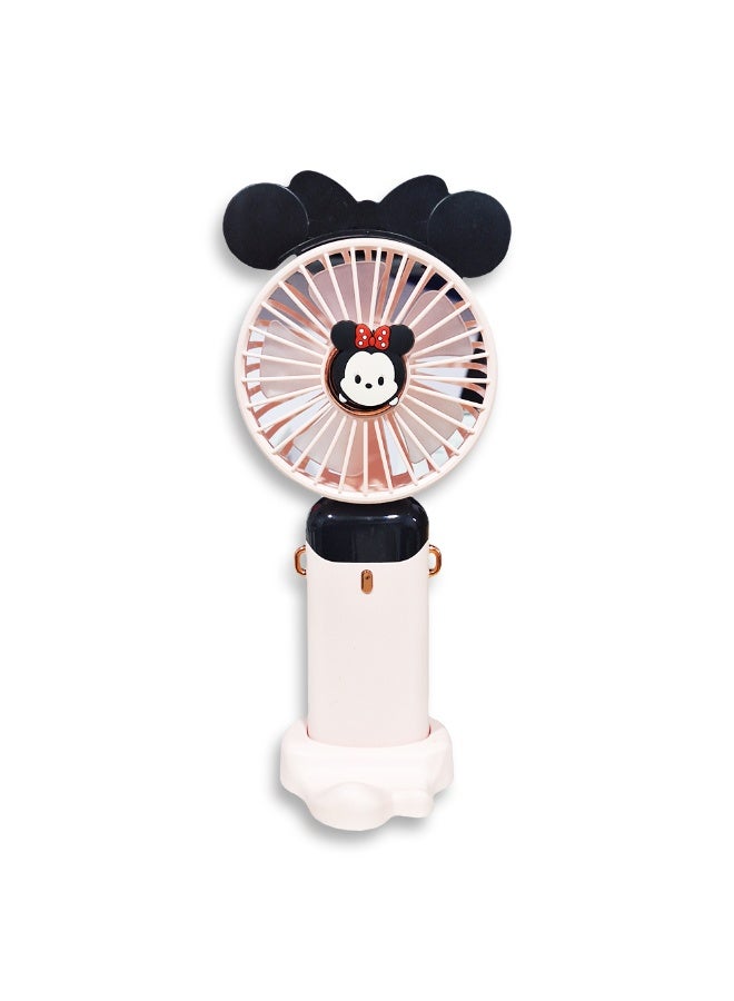 Cute cartoon portable fan, 5 different cooling speeds with LED display showing the speed level, openable head, equipped with a scented disc for refreshing breeze, USB rechargeable for easy use, lightweight and portable design with a lanyard to hang it around the neck, base to fix it on the table, safe material and suitable for children and adults, perfect gift for summer - Image 2