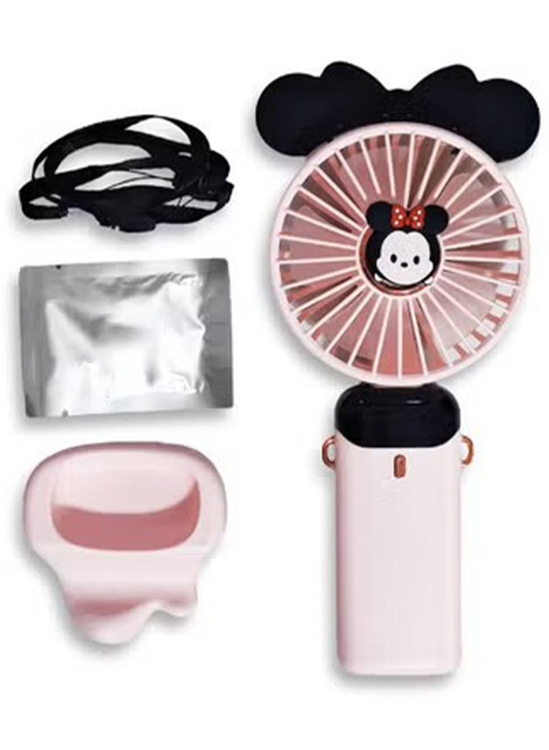 Cute cartoon portable fan, 5 different cooling speeds with LED display showing the speed level, openable head, equipped with a scented disc for refreshing breeze, USB rechargeable for easy use, lightweight and portable design with a lanyard to hang it around the neck, base to fix it on the table, safe material and suitable for children and adults, perfect gift for summer - Image 1