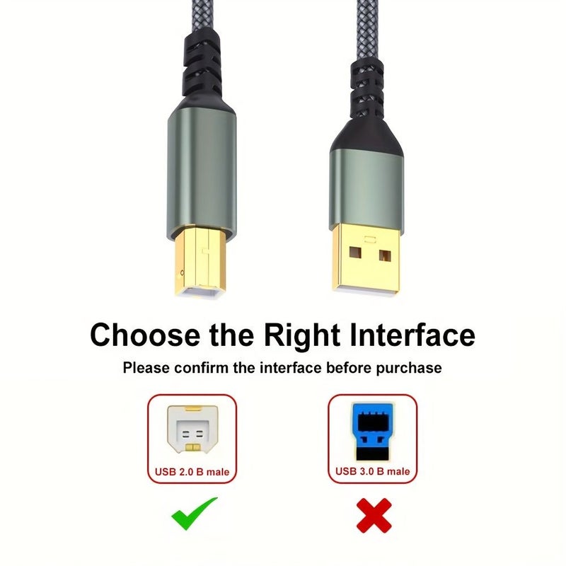 2.0 كابل بيانات طابعة USB من النوع A ذكر إلى النوع B ذكر بطول 16 قدم باللون الأسود - Image 5