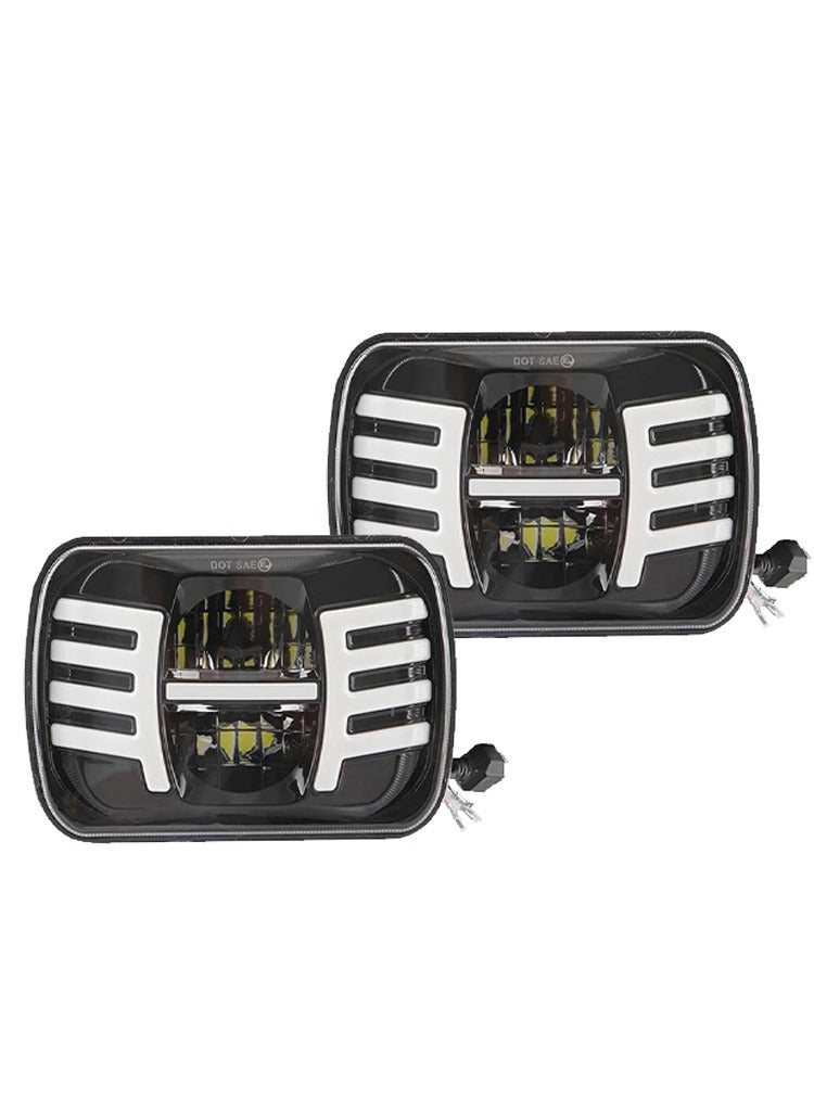 MR.SMART Mr Smart LED Headlights, 17.8 cm Square, 4-in-1 Function, CREE Chips, High/Low Beam with DRL and Turn Signal, 2-Pack  - Image 1