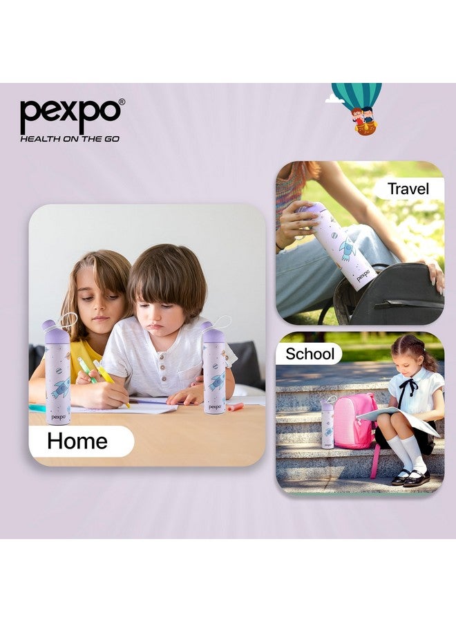 PEXPO Pico 500 Pro Cute Sipper|Hot & Cold Stainless Steel Water Bottle for 6+ Years Kids - 470ml, Rocket UV Printed Design |Vacuum Insulated|Leak Proof & BPA Free|School, Picnic, Travel| RCB Edition - Image 5