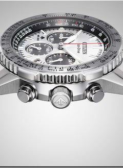 CITIZEN Promaster Sky Chrono Mens Watch CA4660-61A – Silver-Tone Dial with Red, Black & White Accents, Slide-Rule Bezel, 40mm, Eco-Drive, Chronograph, 200M WR  - Image 5