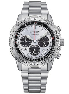 CITIZEN Promaster Sky Chrono Mens Watch CA4660-61A – Silver-Tone Dial with Red, Black & White Accents, Slide-Rule Bezel, 40mm, Eco-Drive, Chronograph, 200M WR  - Image 2