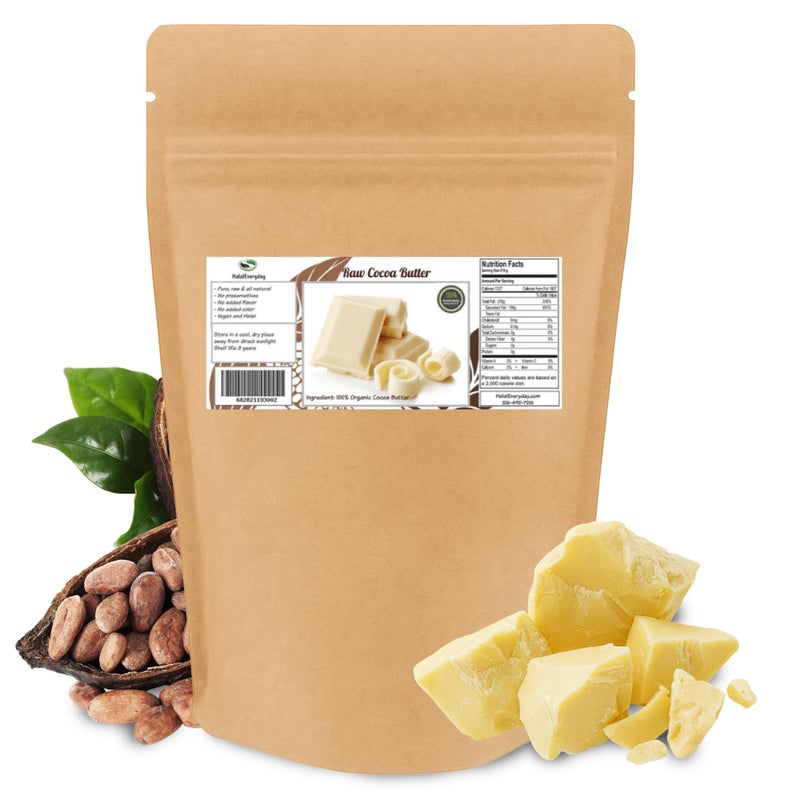 Saaqin 2 Lb Cocoa Butter: Pure, Raw, Unprocessed. Incredible Quality and Scent. Use for Lotion, Cream, Lip Balm, Oil, Stick, or Body Butter. NON-GMO By SaaQinÂ® - Image 1