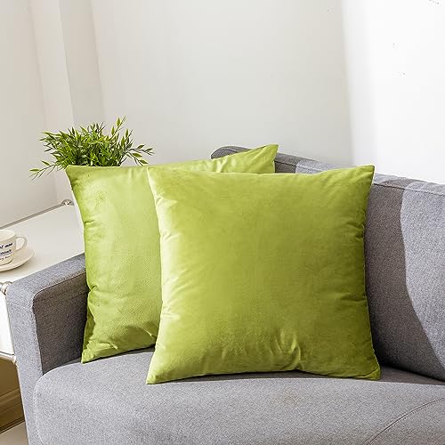 RainRoad Bright Green Throw Pillows Covers Set of 2 Soft Velvet Decorative Pillow Covers 18x18 Inch for Couch Bed (Bright Green, 18" x 18"(Pack of 2)) - Image 2