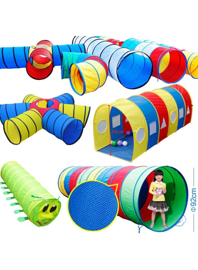 Baby Early Education Sensory Training Equipment Sunshine Tunnel Children's Toy Drilling Hole Crawling Tube Parent-child Interactive Game House-Color:Small Half Net 48 * 90cm
