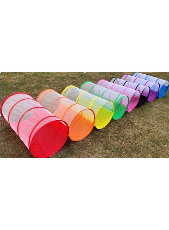 Baby Early Education Sensory Training Equipment Sunshine Tunnel Children's Toy Drilling Hole Crawling Tube Parent-child Interactive Game House-Color:Small Half Net 48 * 90cm