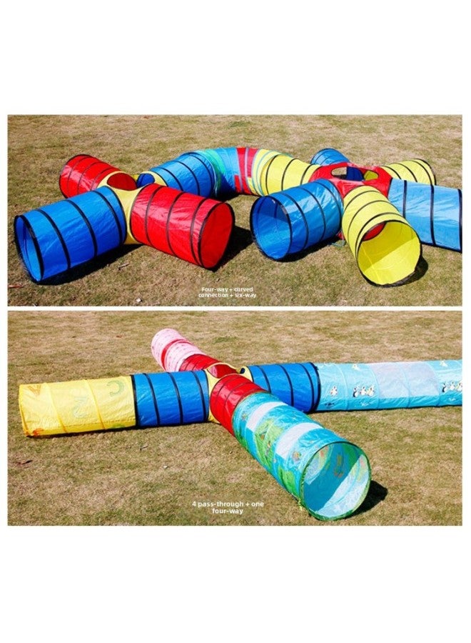 Baby Early Education Sensory Training Equipment Sunshine Tunnel Children's Toy Drilling Hole Crawling Tube Parent-child Interactive Game House-Color:Small Half Net 48 * 90cm