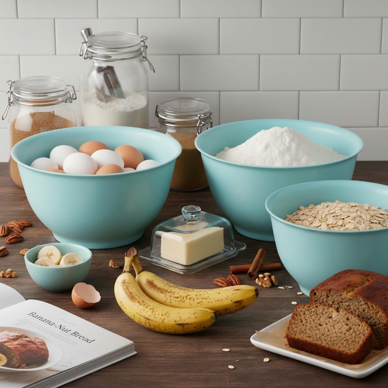 TP Large Mixing Bowl Set with Lids, Melamine Nesting Bowls Set for Pasta Baking Salad Mixing, Set of 3, Glossy Turquoise - Image 2