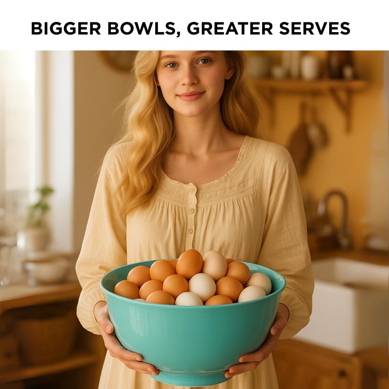 TP Large Mixing Bowl Set with Lids, Melamine Nesting Bowls Set for Pasta Baking Salad Mixing, Set of 3, Glossy Turquoise - Image 3