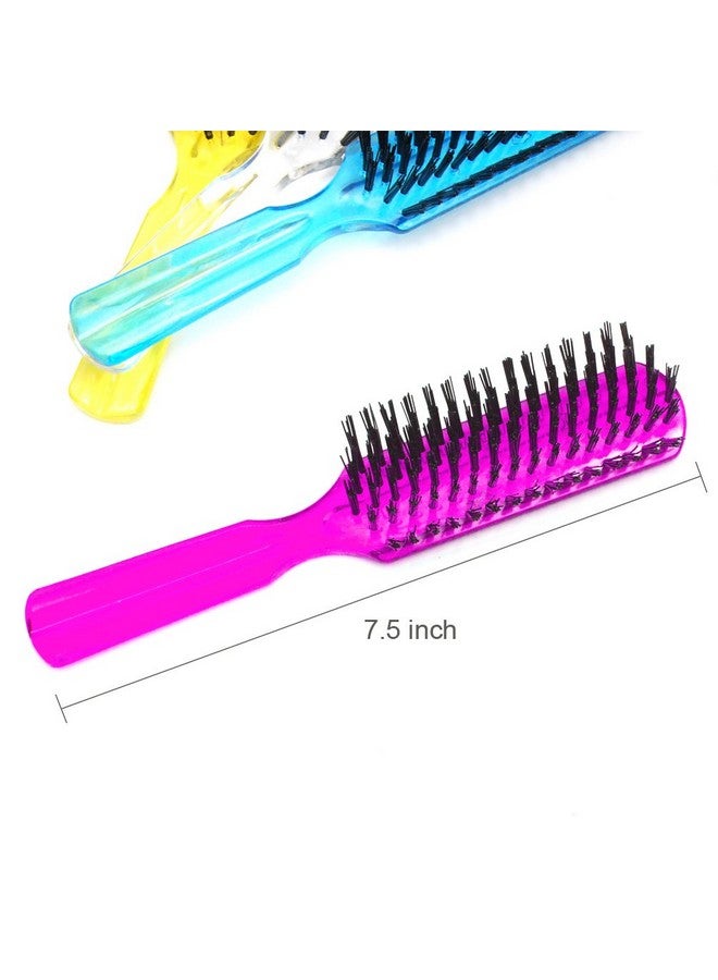 Luxxii Uxxii (6 Pack) 7.5" Plastic Clear Color Handle Nylon Bristle Brush Hair Pocket Comb Designed For All Hair Types (Assort Color) - Image 3