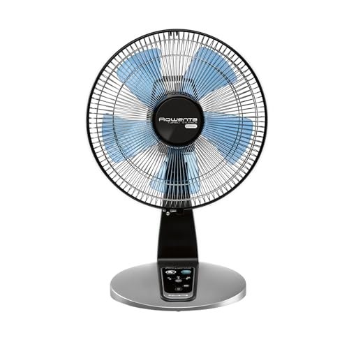 Rowenta Rowenta Desk Fan Turbo Silence Table Fan with Remote 18 Inches Ultra Quiet Fan for Bedroom Oscillating Portable 5 Speeds Black Indoor VU2660 
