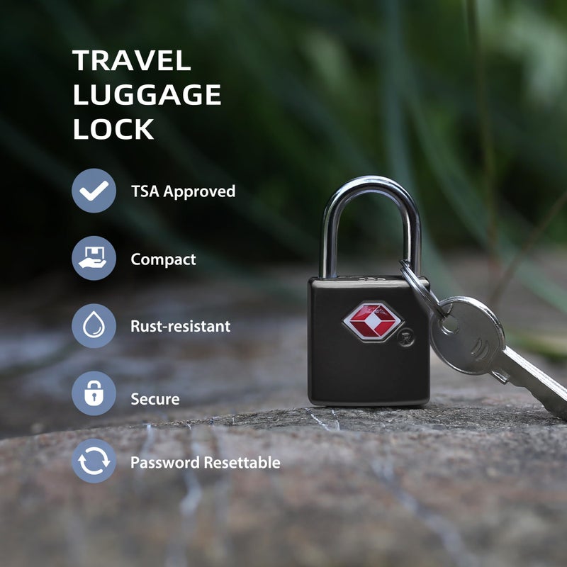 UP Security TSA Locks for Luggage with Keys, Luggage Locks TSA Approved 4 Pack, International Travel Essentials, Small Padlock with Key, Mini Padlock for Suitcase, Backpack, Bag, Zipper, Case, Box - Image 3