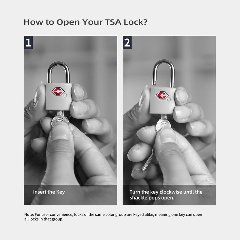 UP Security TSA Locks for Luggage with Keys, Luggage Locks TSA Approved 4 Pack, International Travel Essentials, Small Padlock with Key, Mini Padlock for Suitcase, Backpack, Bag, Zipper, Case, Box - Image 5