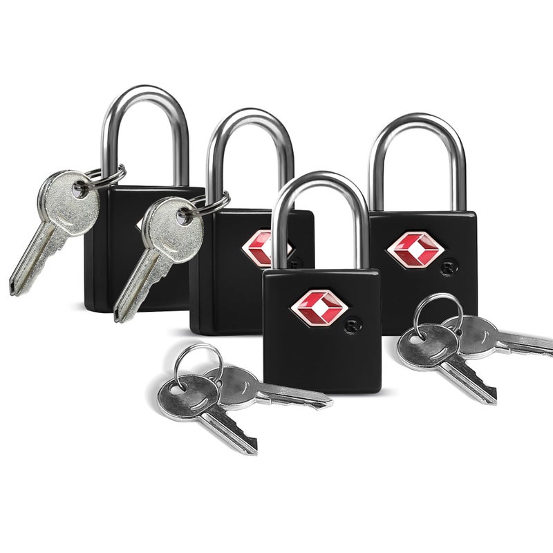 UP Security TSA Locks for Luggage with Keys, Luggage Locks TSA Approved 4 Pack, International Travel Essentials, Small Padlock with Key, Mini Padlock for Suitcase, Backpack, Bag, Zipper, Case, Box - Image 1