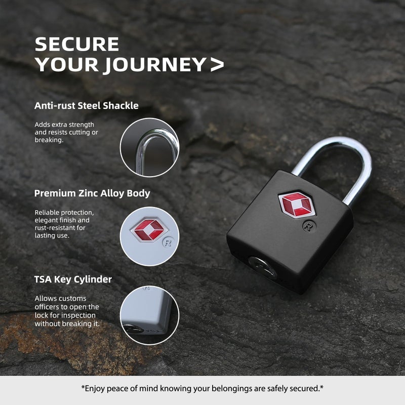 UP Security TSA Locks for Luggage with Keys, Luggage Locks TSA Approved 4 Pack, International Travel Essentials, Small Padlock with Key, Mini Padlock for Suitcase, Backpack, Bag, Zipper, Case, Box - Image 4