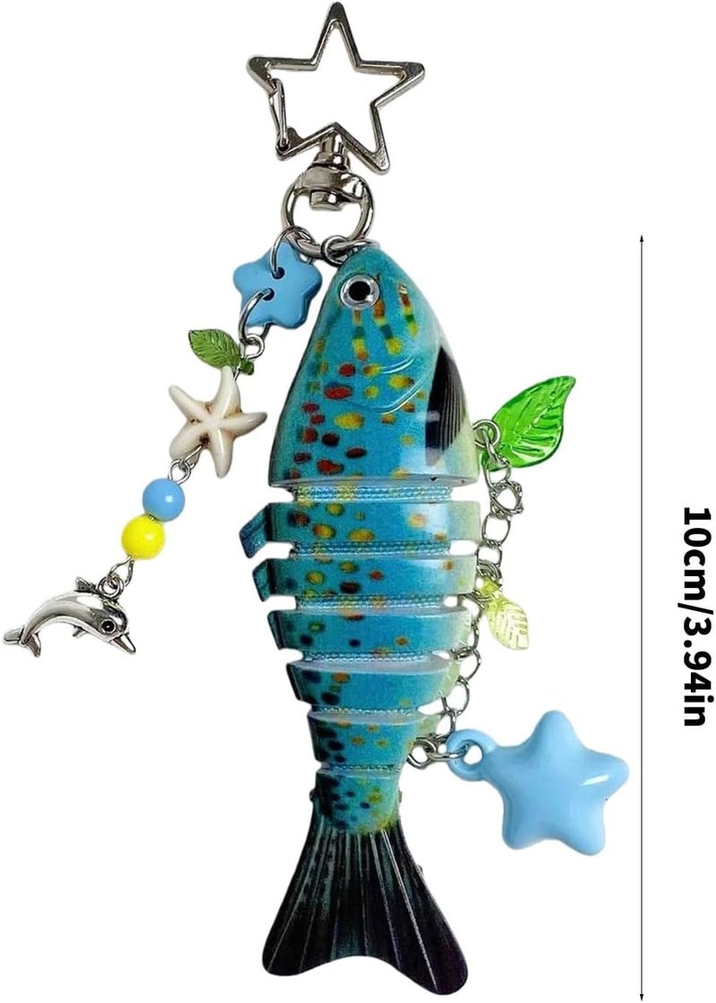 Retro Fish Star Resin Keychain Hanging Pendant for Car Keys Accessory Artistic Phone Holder - Image 3