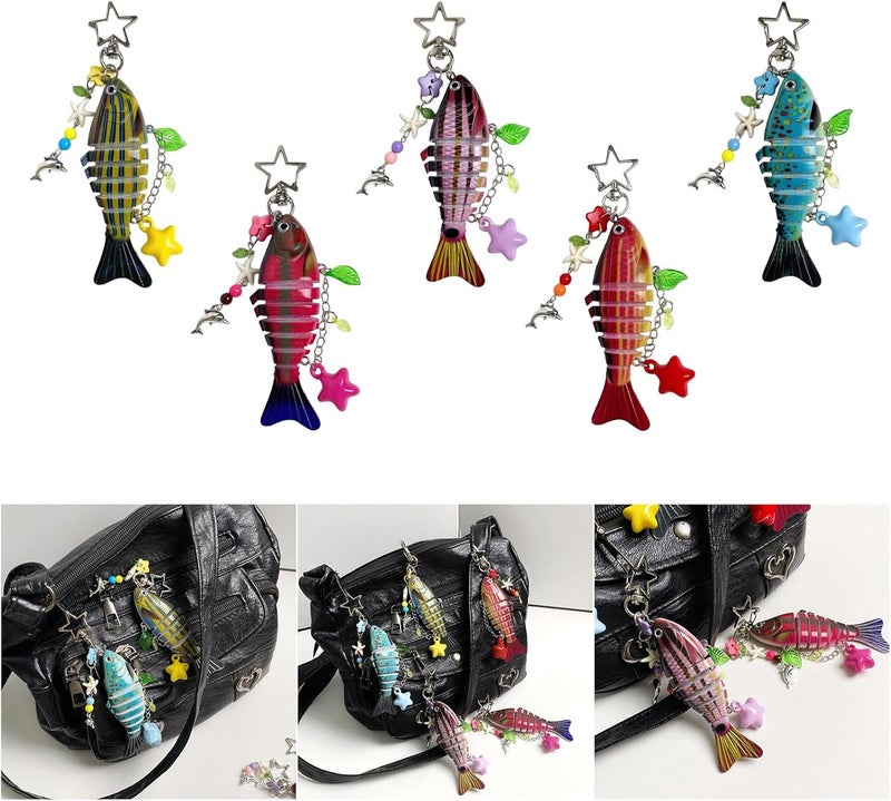 Retro Fish Star Resin Keychain Hanging Pendant for Car Keys Accessory Artistic Phone Holder - Image 2