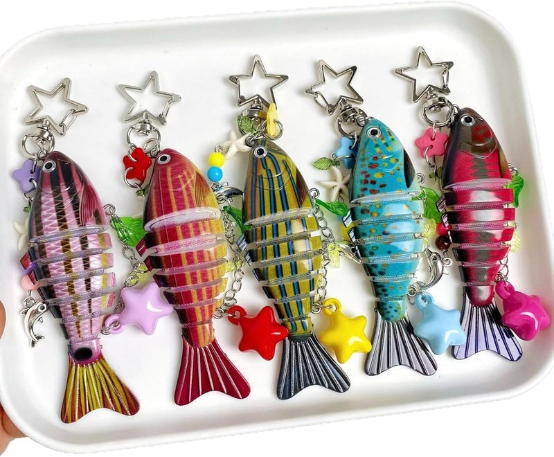 Retro Fish Star Resin Keychain Hanging Pendant for Car Keys Accessory Artistic Phone Holder - Image 4