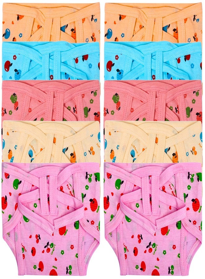 DON CARE Cotton Nappies for Newborn Baby 0-6 Months Soft Washable Reusable U-Shaped Langots Cloth Diapers for Babies Unisex Pack of 10 - Image 1