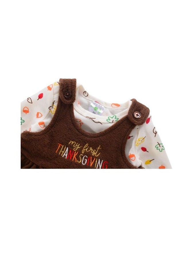 Bambimici Bambimici Jumpskirt Set Bodysuit Carrot Print - Dark Brown 