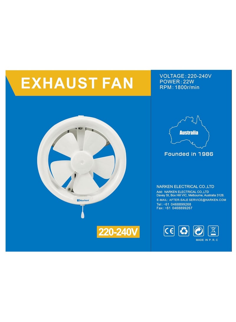 Narken Exhaust Fan 6 Inches for window of the kitchen or bathroom office Power 13W Speed 1900r min Air Volume 200m³ h full copper motor. - Image 5