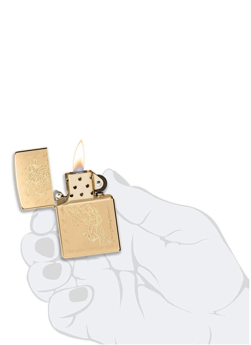Zippo ولاعة Zippo AE400066 254B Tiger Design عالية اللمعان ومقاومة للرياح من النحاس  - Image 5