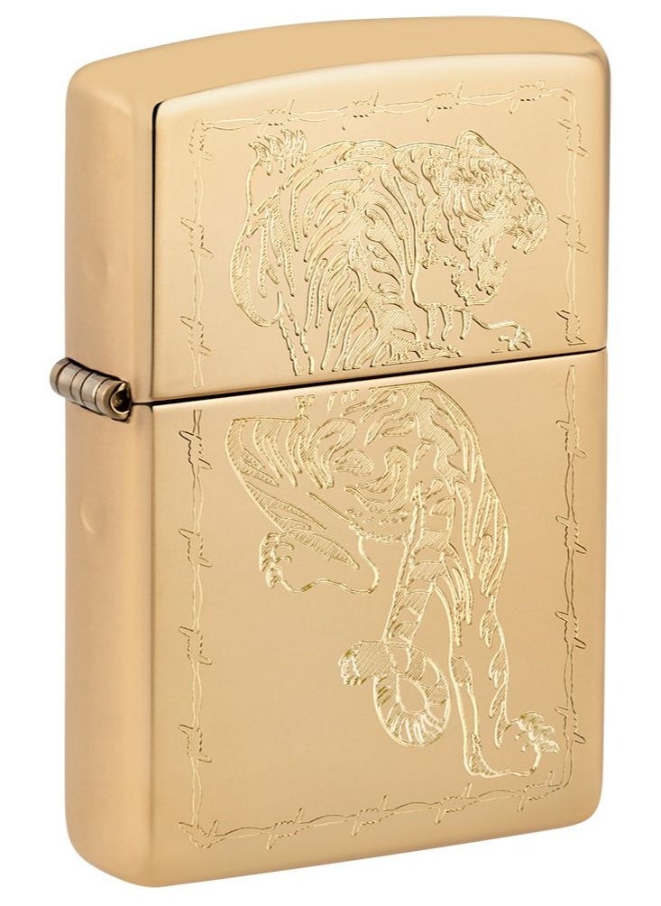 Zippo ولاعة Zippo AE400066 254B Tiger Design عالية اللمعان ومقاومة للرياح من النحاس  - Image 1