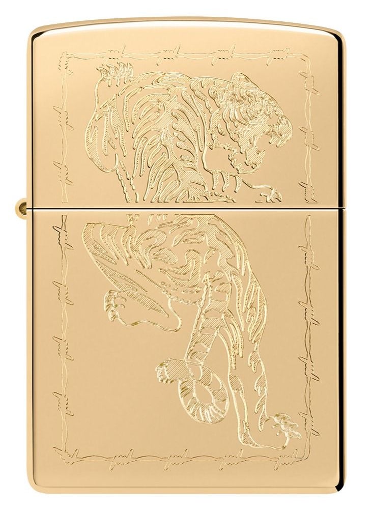 Zippo ولاعة Zippo AE400066 254B Tiger Design عالية اللمعان ومقاومة للرياح من النحاس  - Image 2