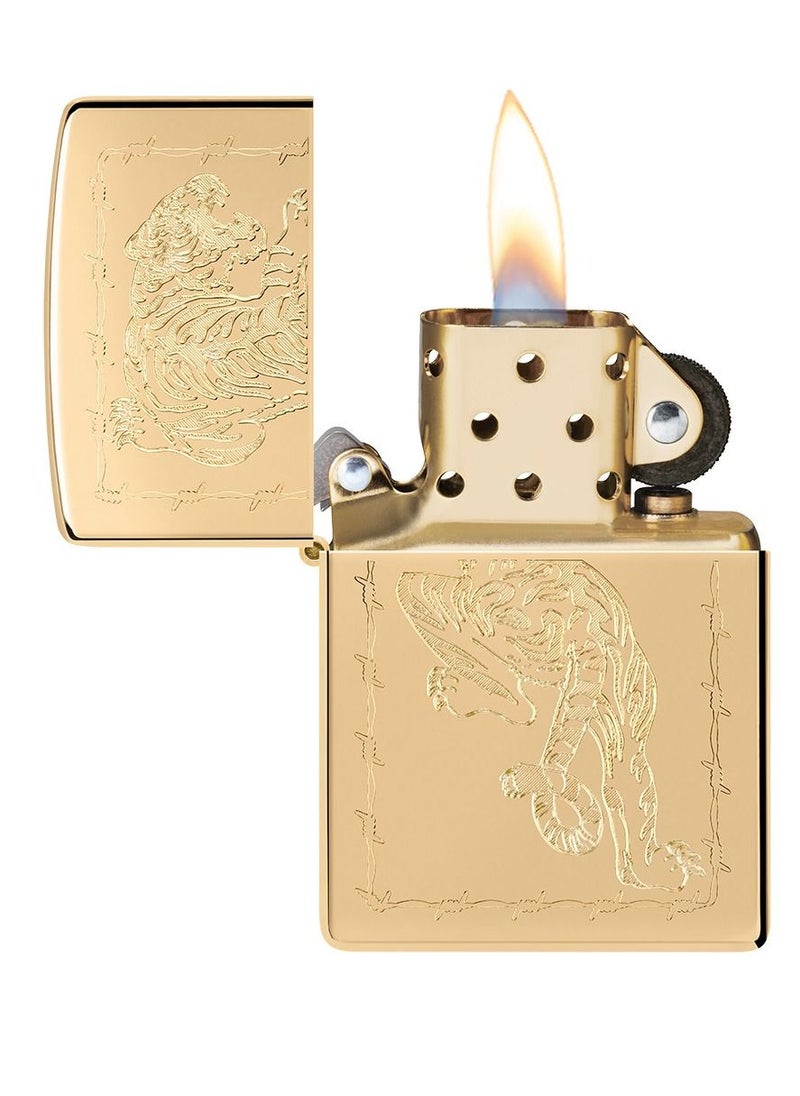 Zippo ولاعة Zippo AE400066 254B Tiger Design عالية اللمعان ومقاومة للرياح من النحاس  - Image 3