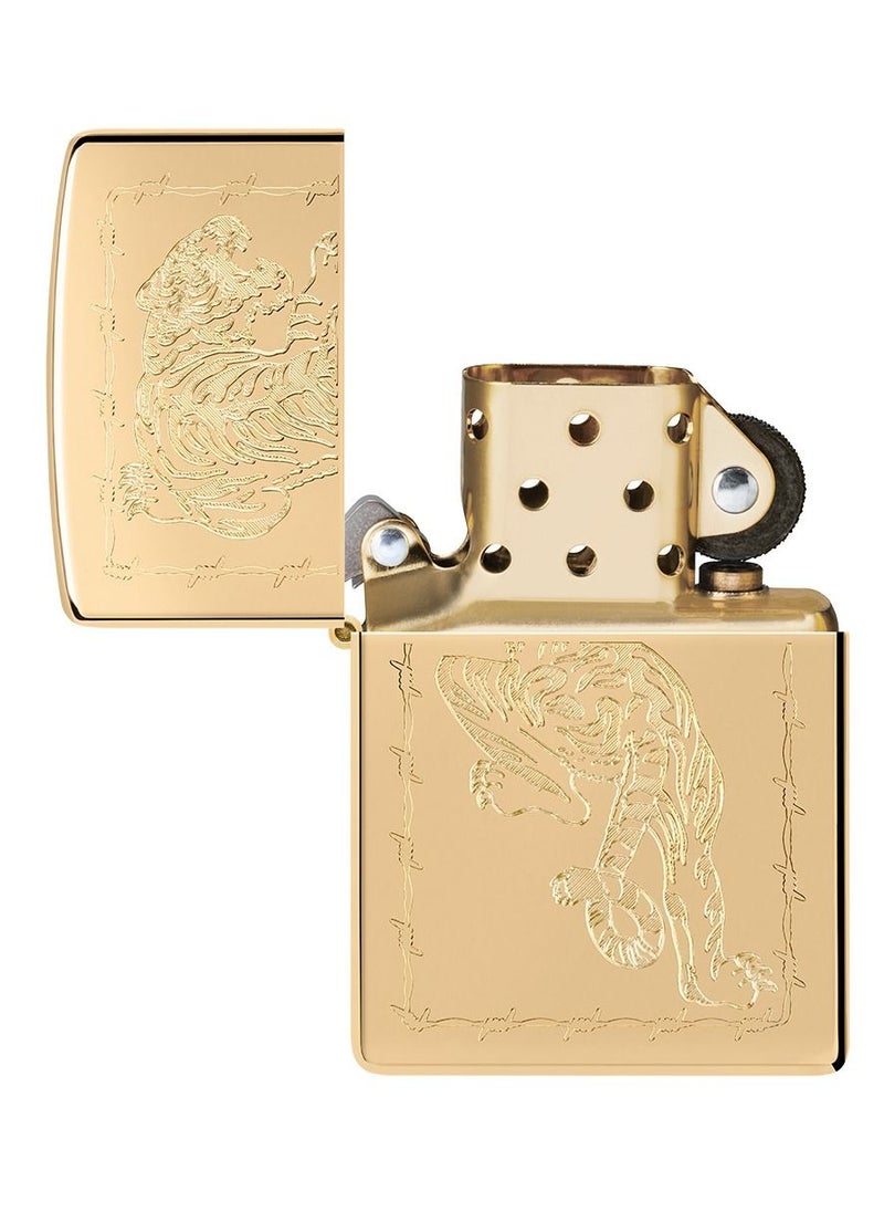 Zippo ولاعة Zippo AE400066 254B Tiger Design عالية اللمعان ومقاومة للرياح من النحاس  - Image 4
