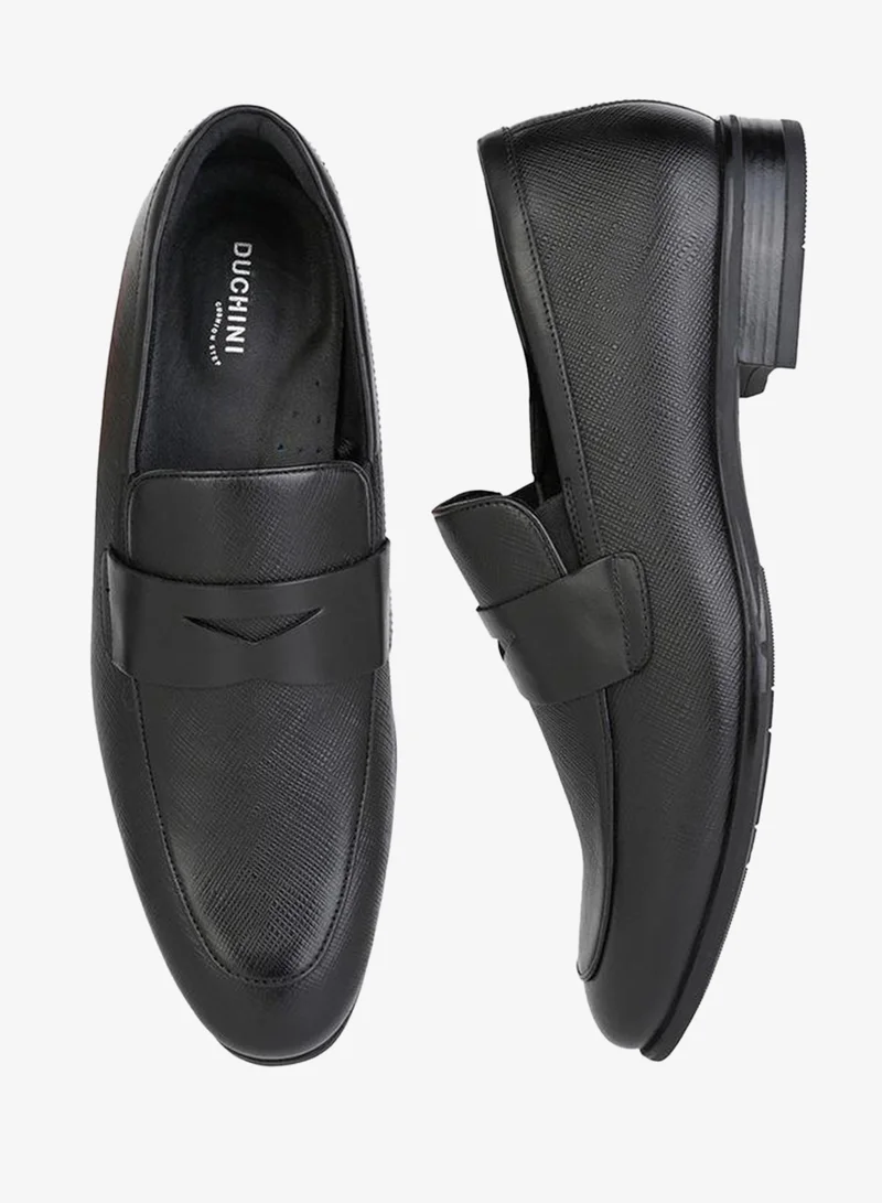 DUCHINI BLACK Men Textured Leather Loafers for Men | Best Price UAE