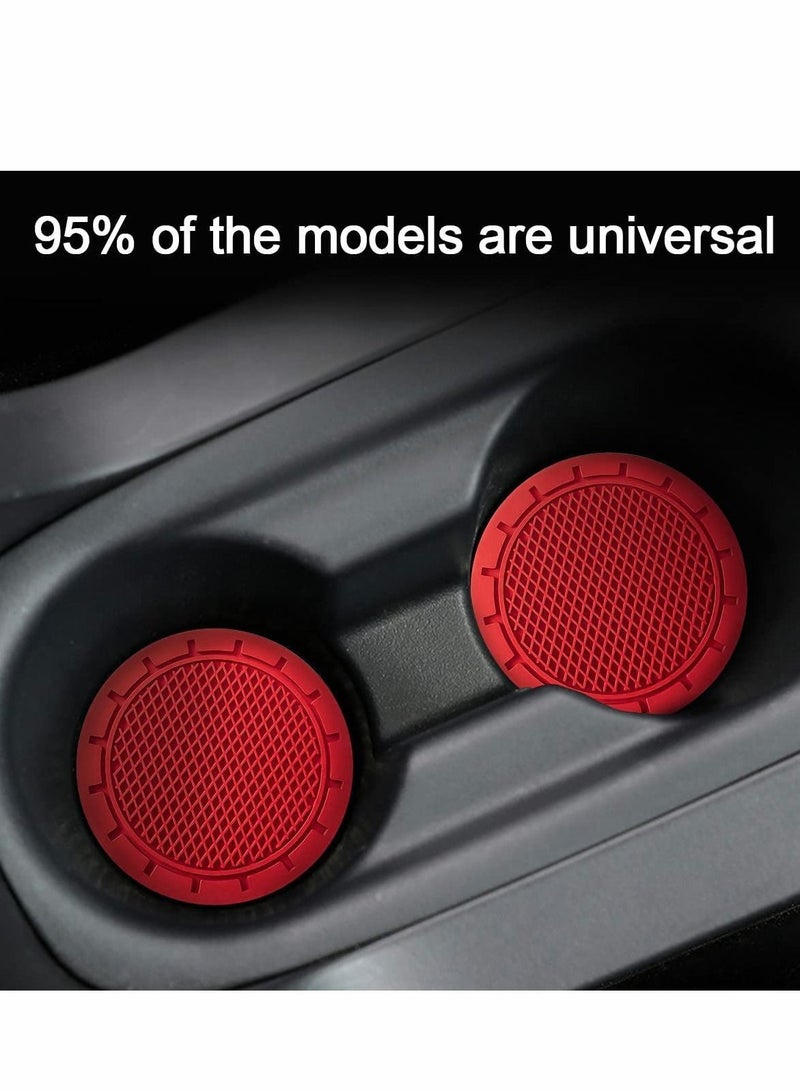 Y&D Car Cup Holder Coaster, 4 Pack 2.75 Inch Diameter Non-Slip Universal Insert, Durable, Suitable for Most Interior, Accessory Women and Men (Red) - Image 4