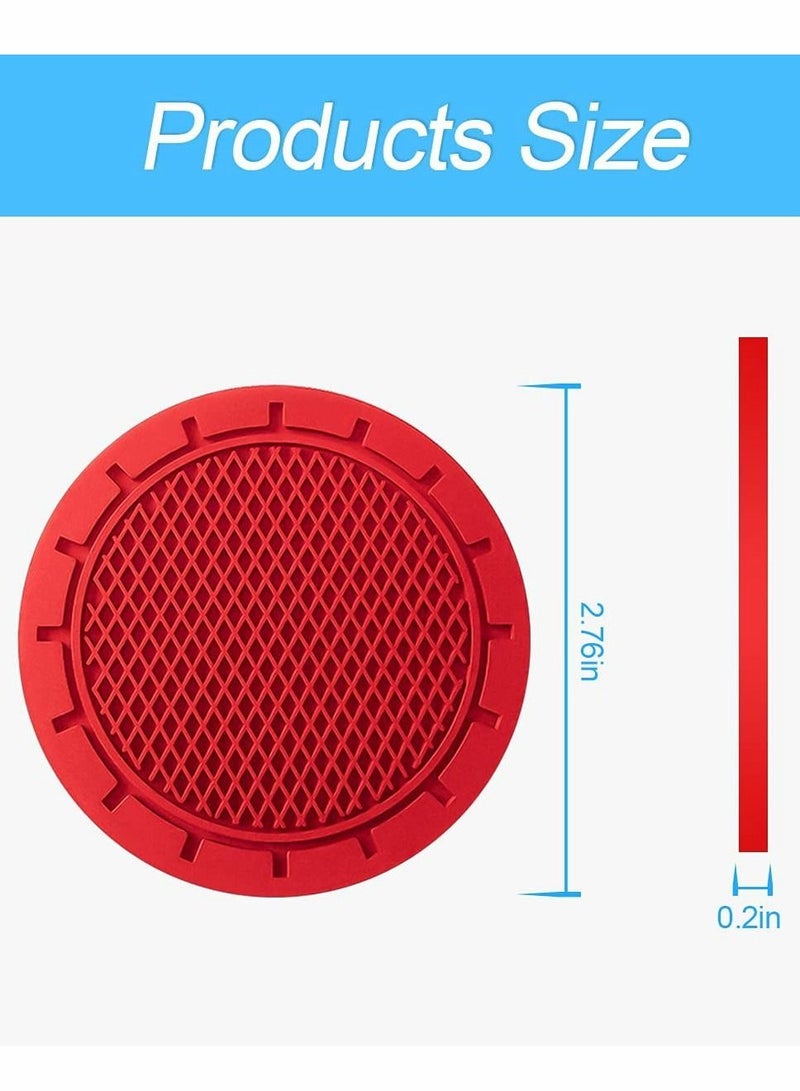 Y&D Car Cup Holder Coaster, 4 Pack 2.75 Inch Diameter Non-Slip Universal Insert, Durable, Suitable for Most Interior, Accessory Women and Men (Red) - Image 3