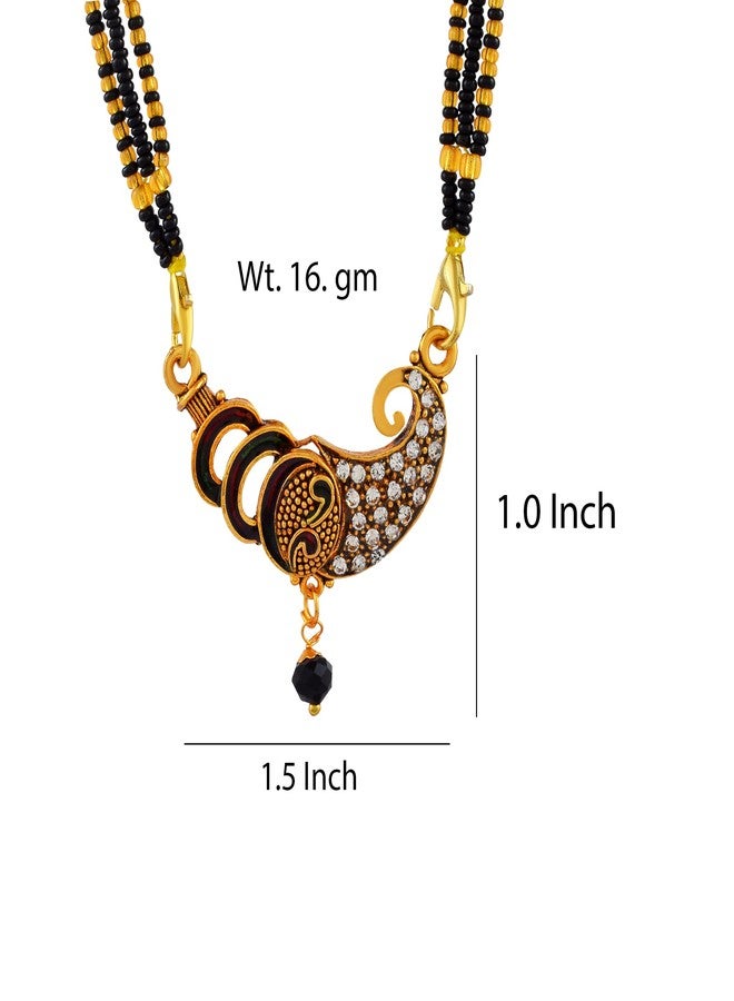 DULCI Designer Gold Plated Mangalsutra with Sparkling CZ and Enamel Work Pendant for Women - Image 2