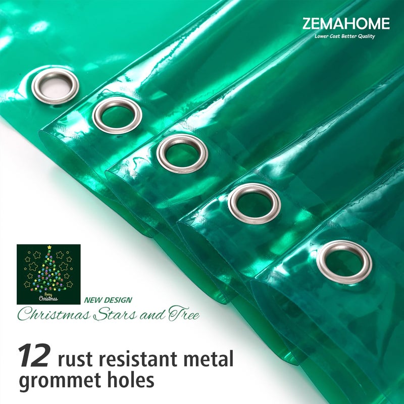 ZEMAHOME Green Holographic 3D EVA Shower Curtain Liner Glitter Star, 72x72 Premium Light Weight Plastic Bathroom Shower Curtain with Rustproof Metal Grommets for Shower Stall, Bathtubs(No Hooks) - Image 3
