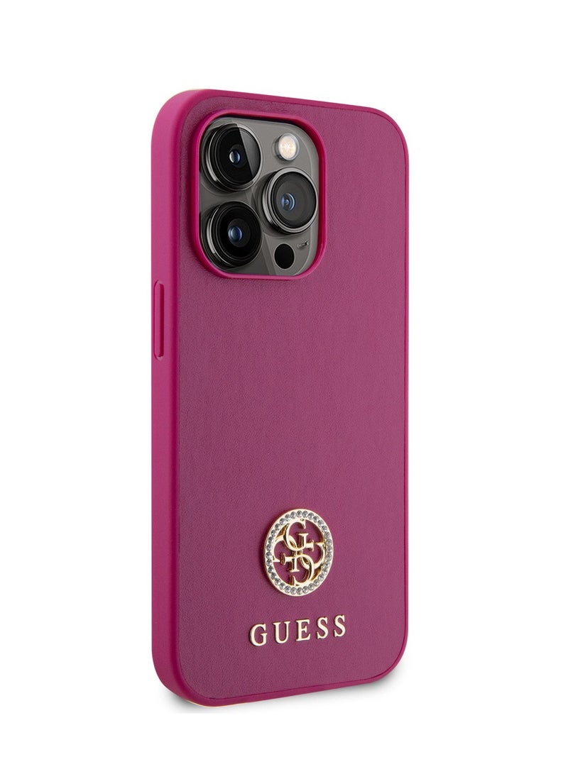 GUESS PU Case with Metal 4G Strass Logo for iPhone 15 Pro - Pink - Image 2