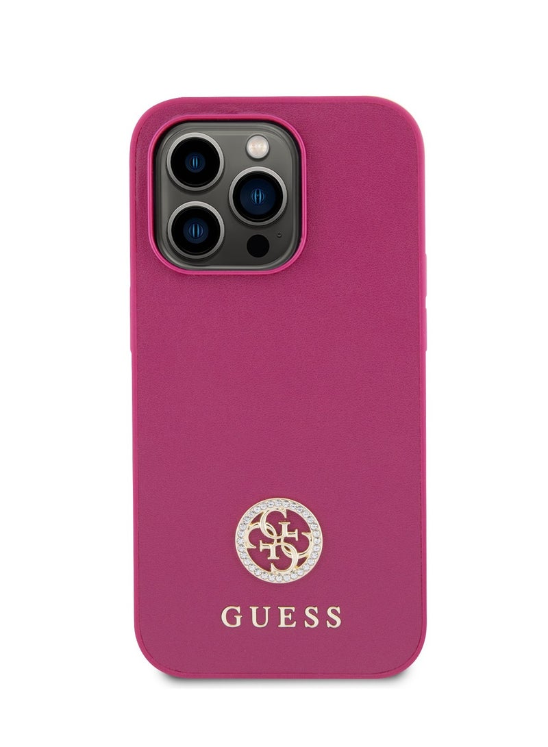 GUESS PU Case with Metal 4G Strass Logo for iPhone 15 Pro - Pink - Image 1
